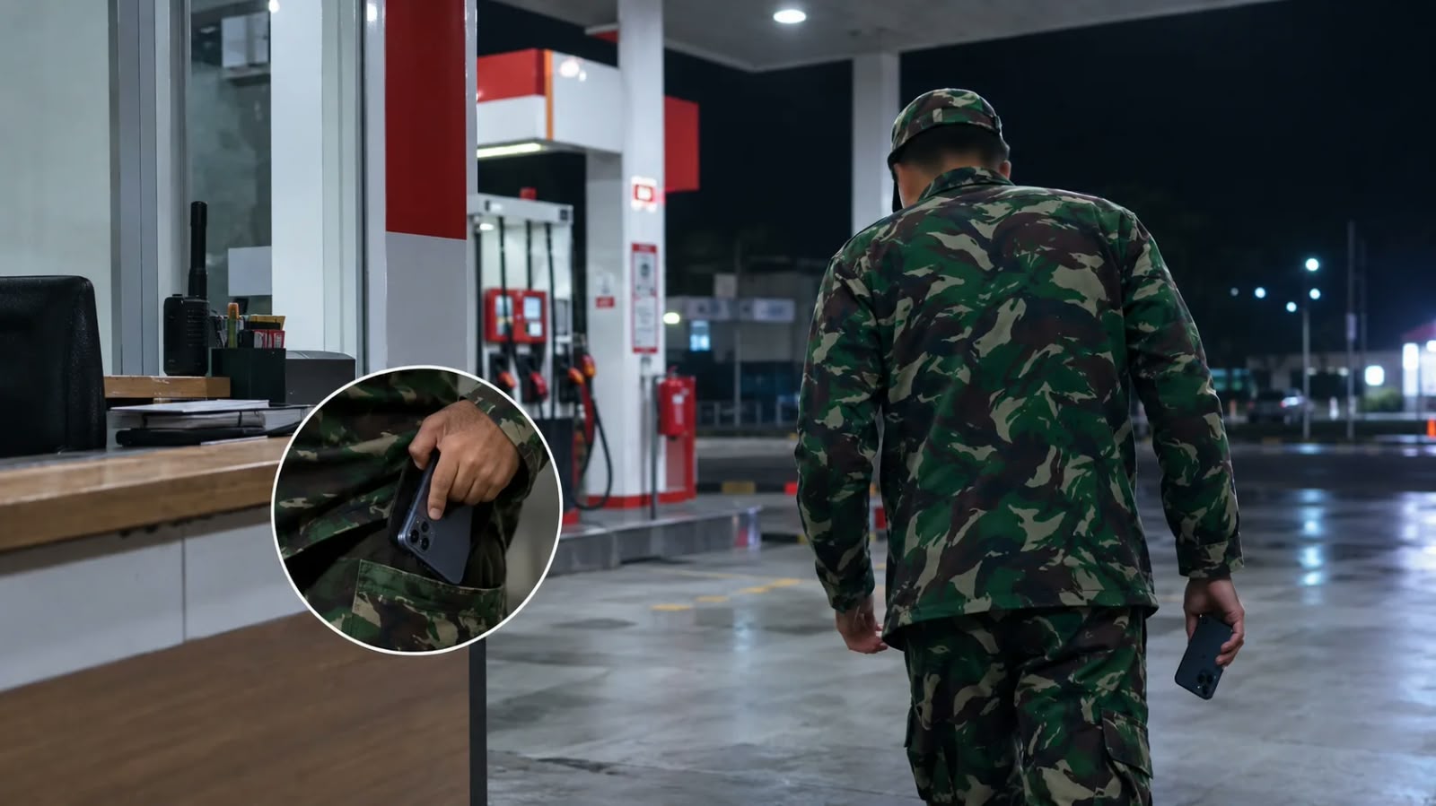 Pecatan TNI Terekam CCTV Diduga Curi HP Pegawai SPBU di Barru