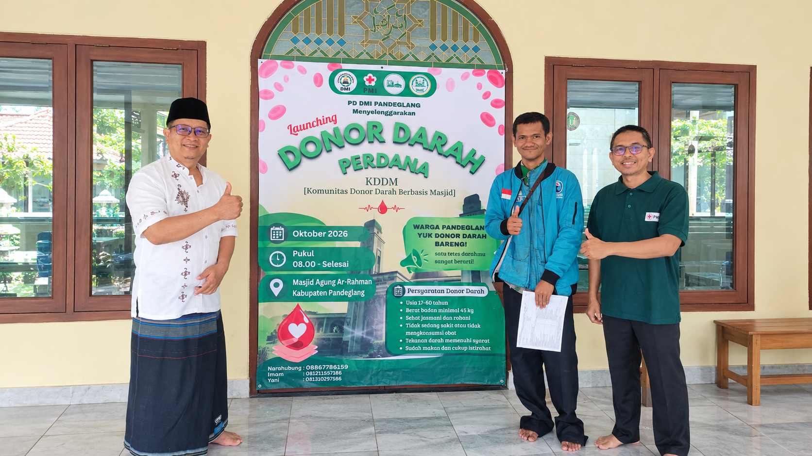 Humas DPW Gelora Banten Irfan Triatmaja Ikuti Donor Darah Perdana di Masjid Agung Pandeglang